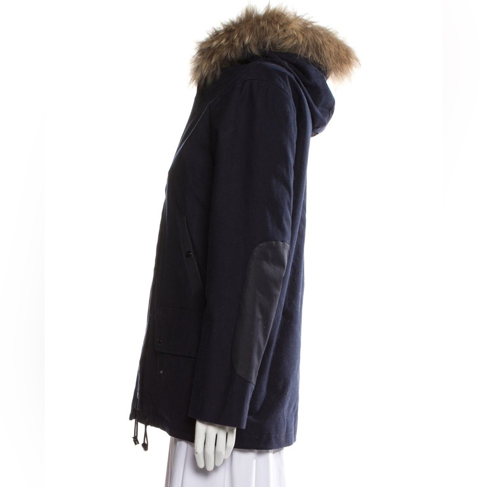 Sandro Fur Trimmed Parka Jacket Black Sherpa Lined Hooded Coat Women’s Size 2 M - Picture 5 of 16